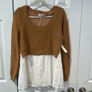 Anthropologie Top NWT SZ XL NWT light brown & white